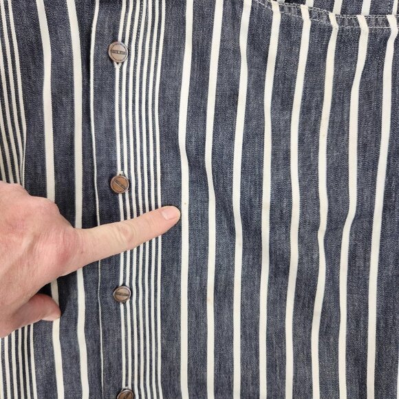 Marithe Francois Girbaud Shirt Mens Large Gray Stripe Vintage Denim USA 90s - Picture 12 of 16